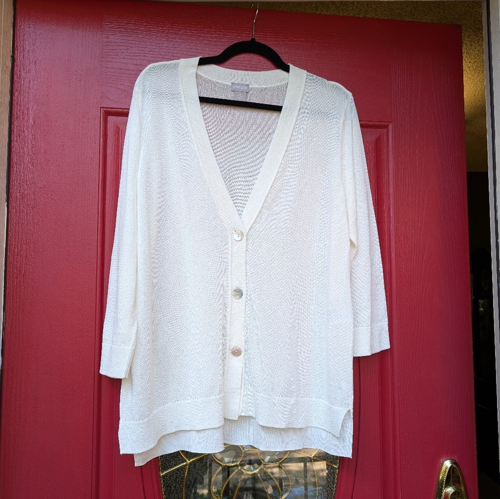 NWT - Chico's Button-Up Light Weight Cardigan - Cream